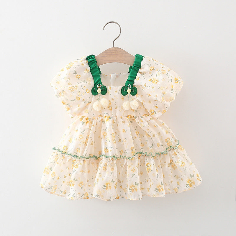 Vestido Infantil Floral Pomponzinho