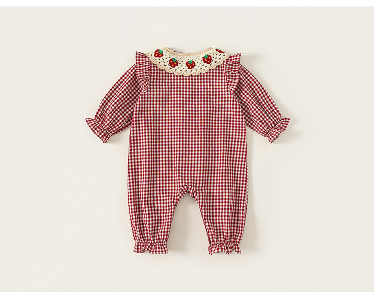 Macacão Infantil Xadrez Moranguinhos