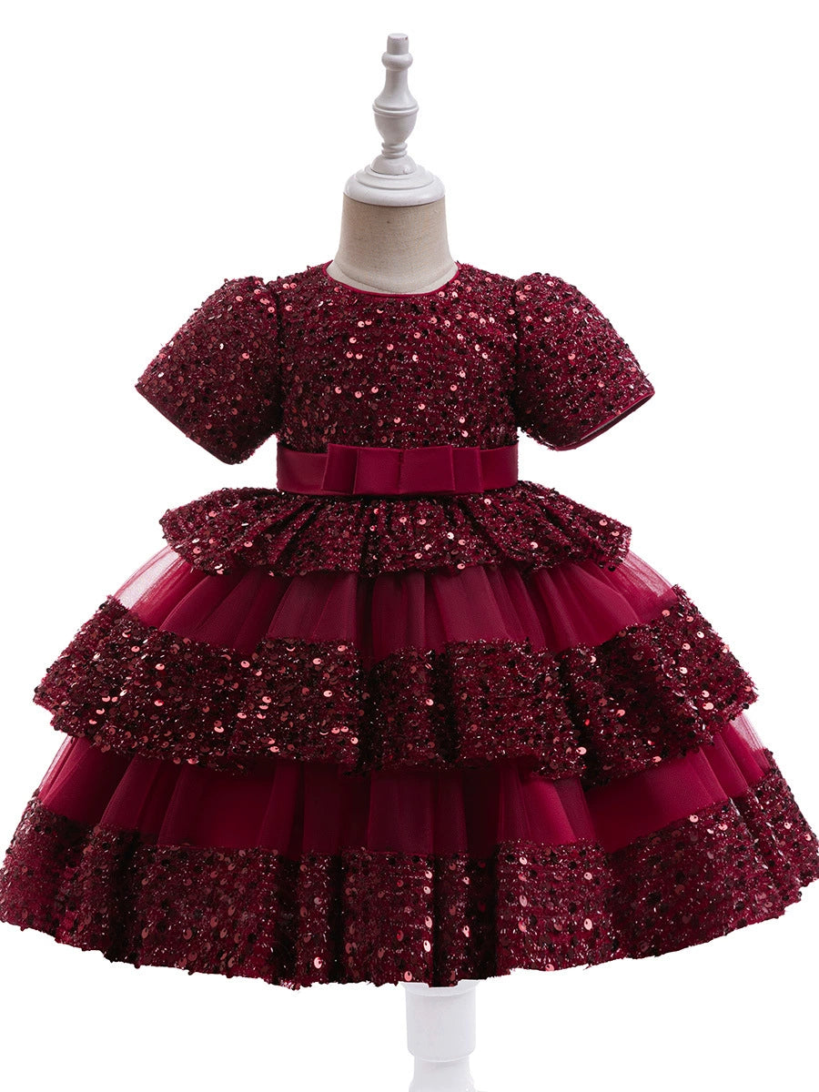 Vestido De Festa Infantil Brilhante Camadas