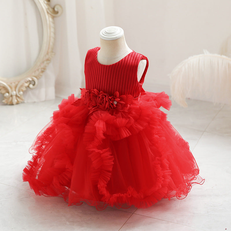 Vestido Infantil De Festa Saia Tule Florzinhas