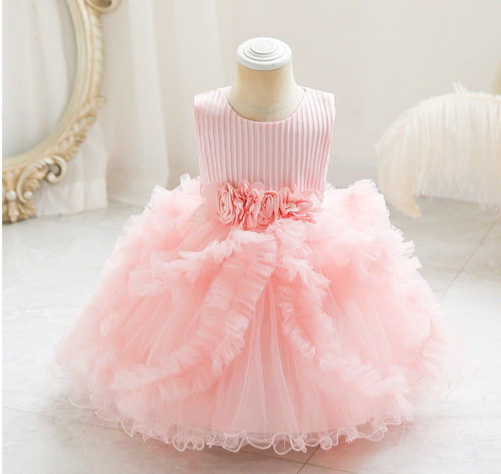 Vestido Infantil De Festa Saia Tule Florzinhas