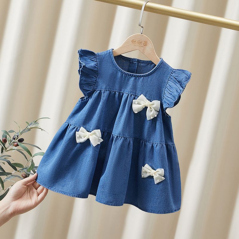 Vestido Infantil Jeans Lacinhos