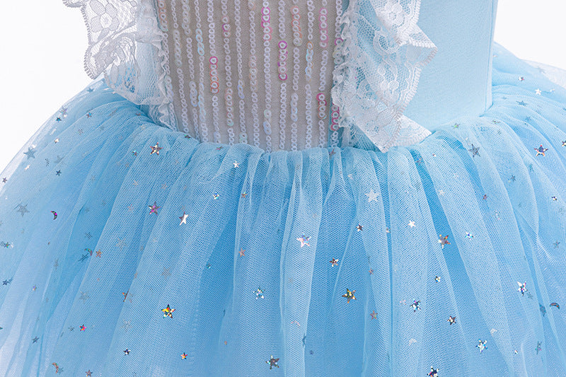 Vestido Infantil Princesa Tule Estrelinhas