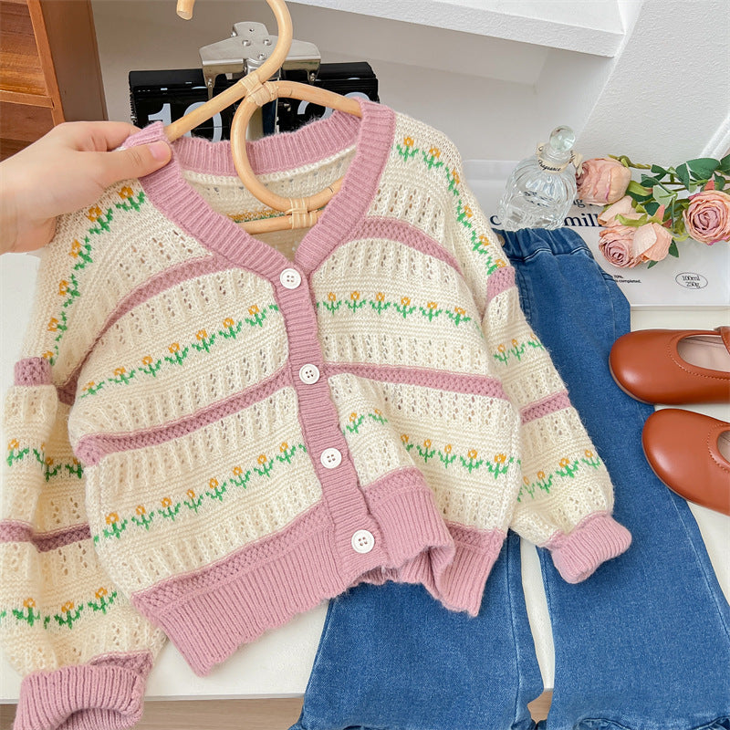 Cardigan Infantil Feminino Lístras Florzinhas