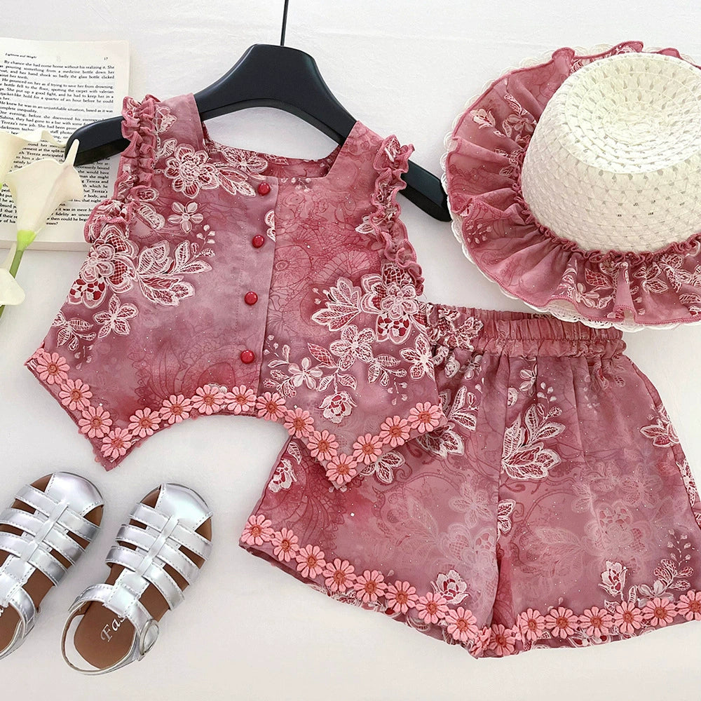 Conjunto Infantil Rendado Flores