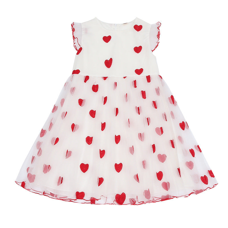 Vestido Infantil Tule Coraçõeszinhos