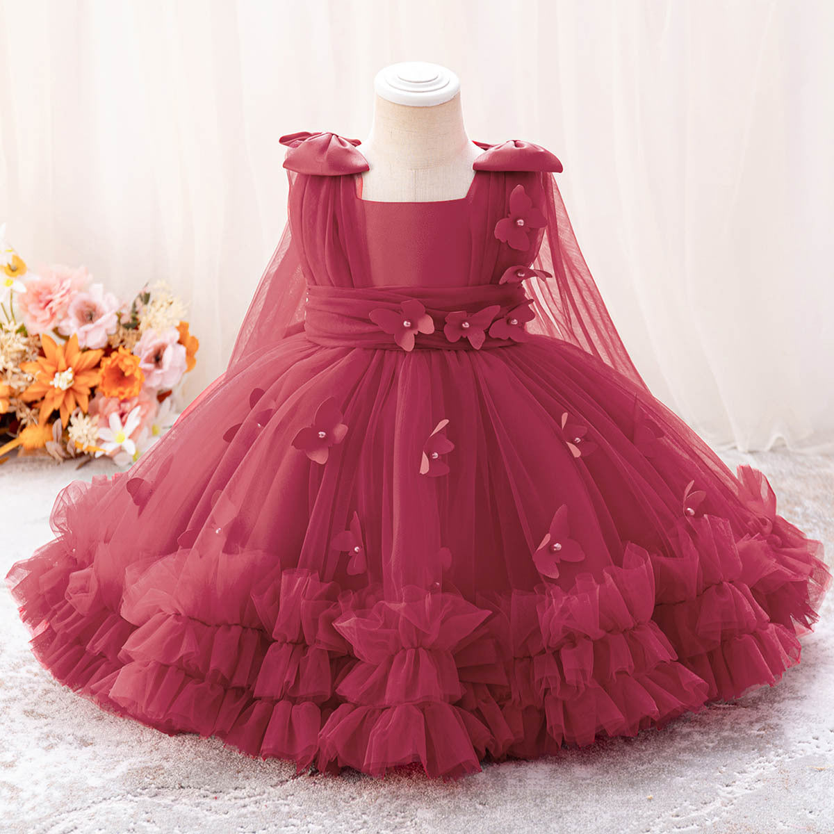 Vestido Infantil De Tule Borboletinhas