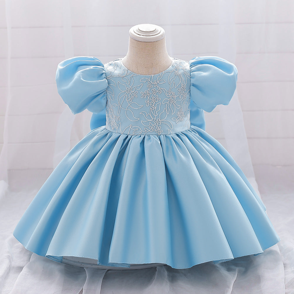 Vestido De Festa Infantil Manguinha Bufante e Laço