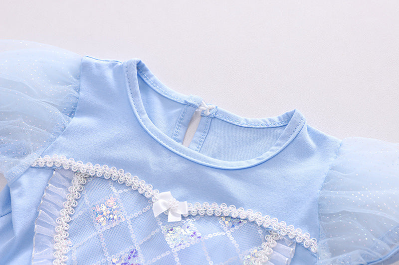 Vestido Infantil Princesa Azul Lacinho