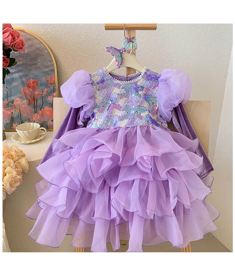 Vestido De Festa Infantil Roxo Sereia