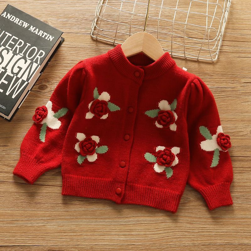 Cardigan Infantil Feminino Florzinhas 3D