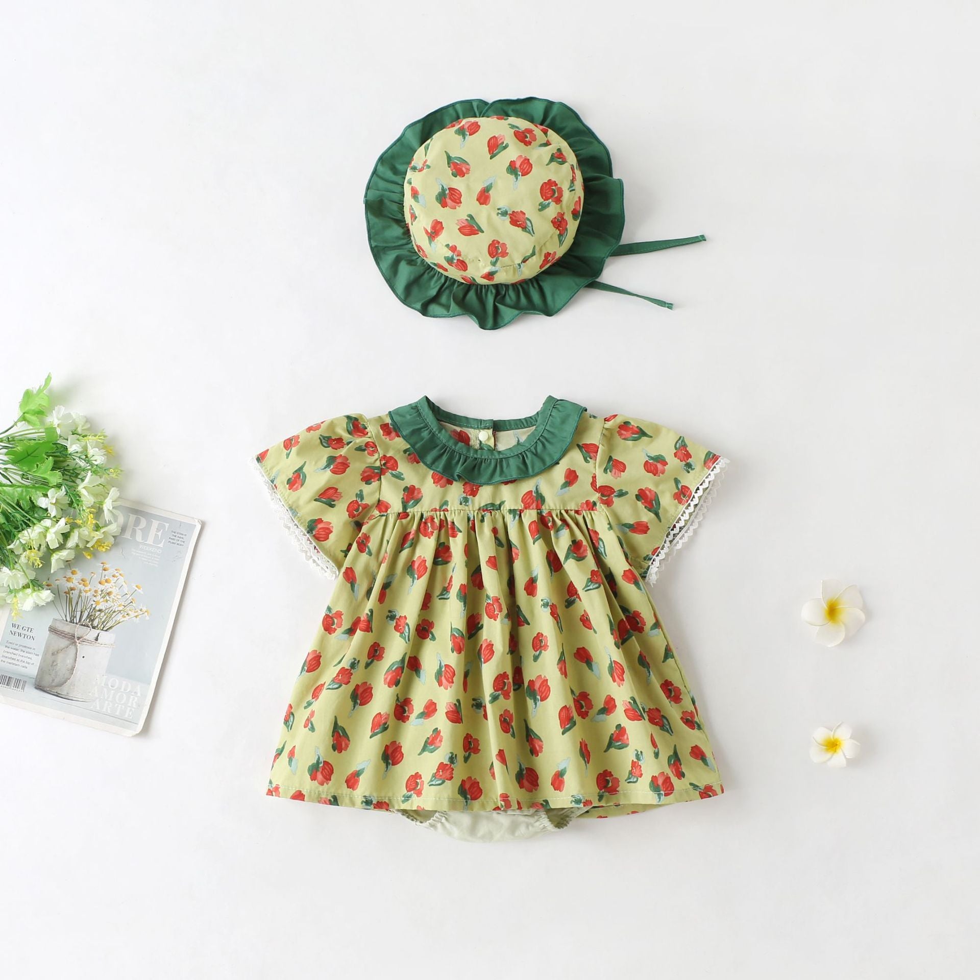 Vestido Infantil Verde Florzinhas