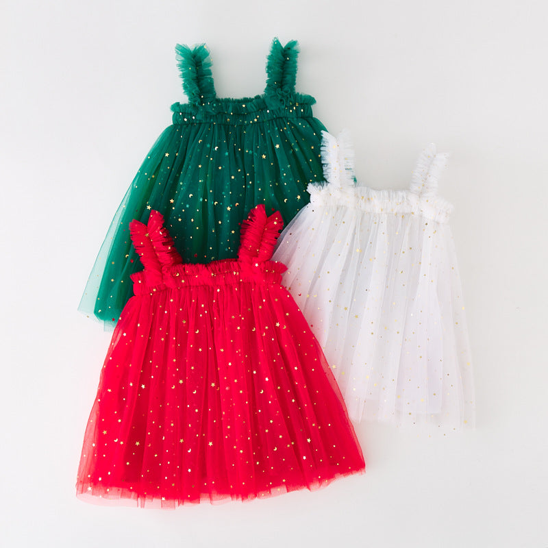 Vestido Infantil Tule Estrelinhas