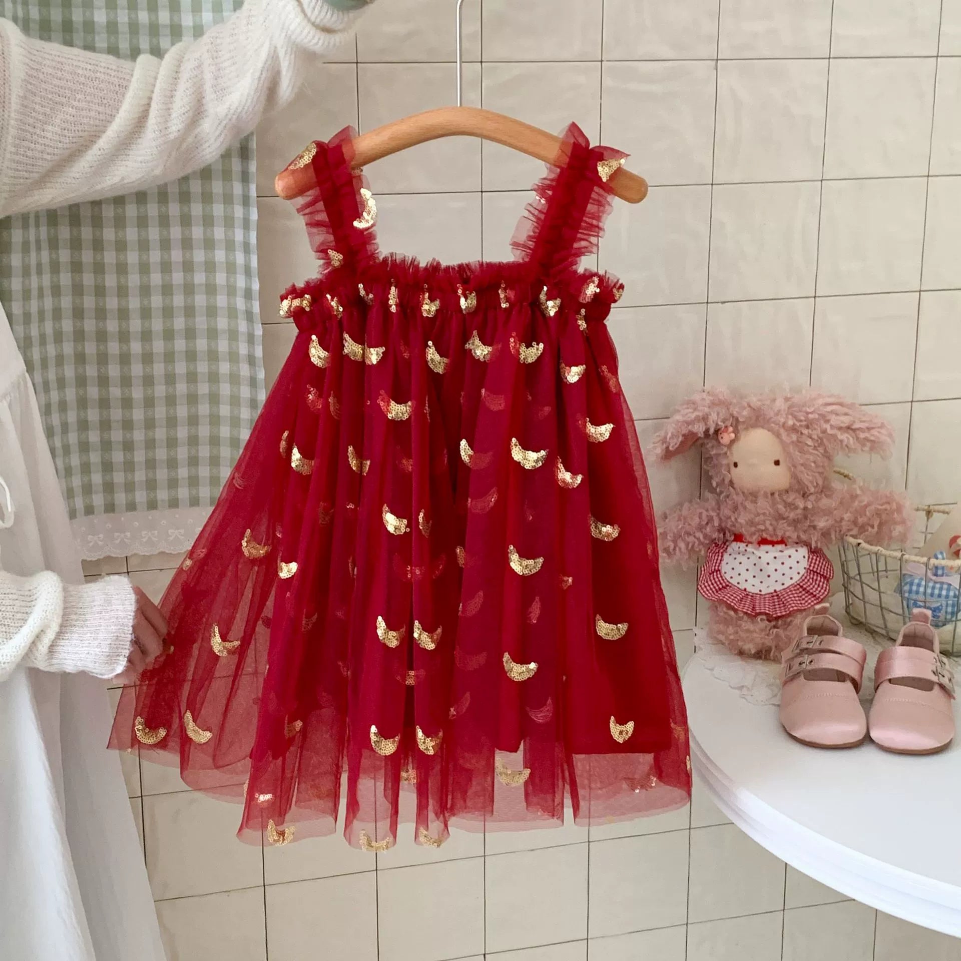 Vestido Infantil de Tule Estrelas