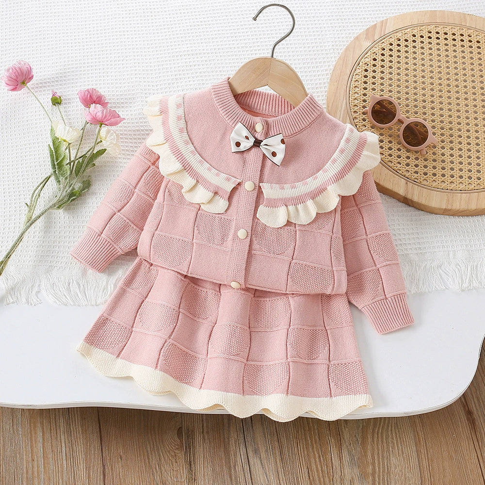 Conjunto Infantil Feminino Tricô Mussi Lacinho