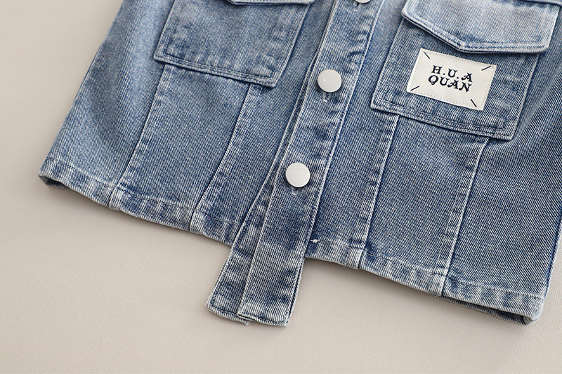 Conjunto Infantil Jeans Bolsinhos 3 Peças