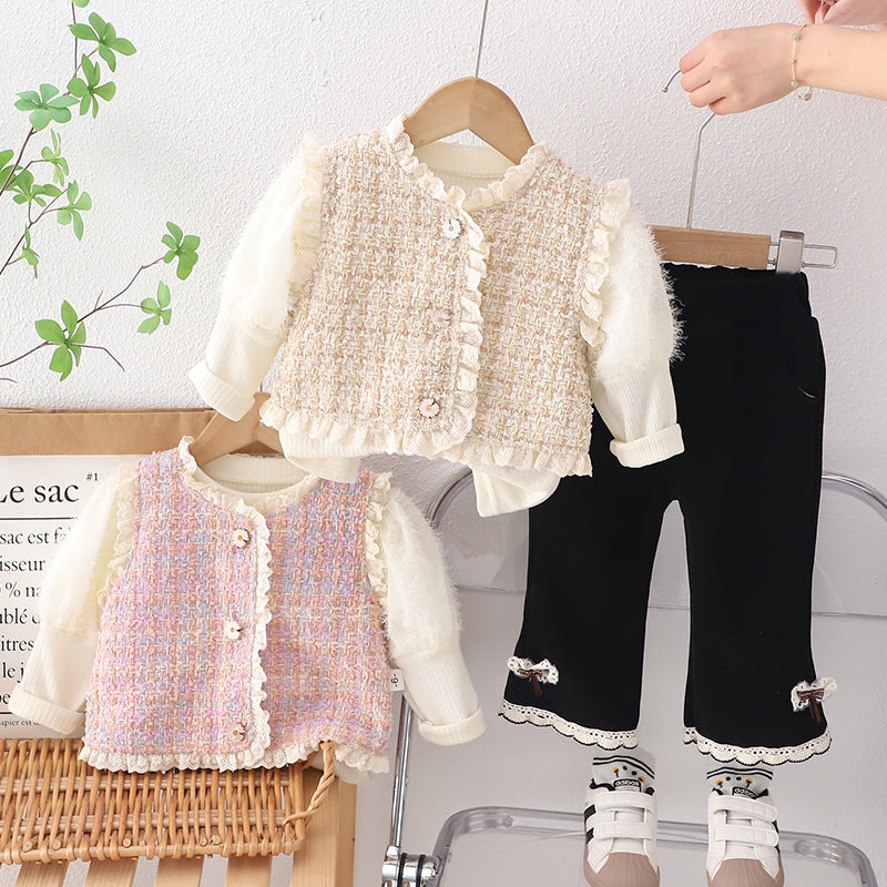 Conjunto Infantil Feminino Tweed 3 Peças