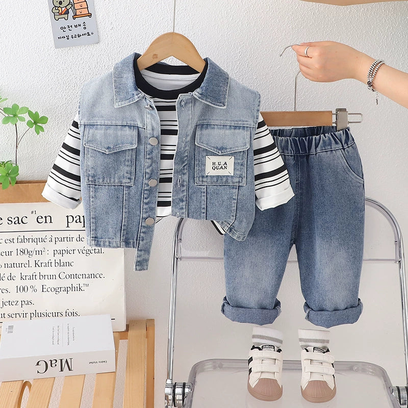 Conjunto Infantil Jeans Bolsinhos 3 Peças