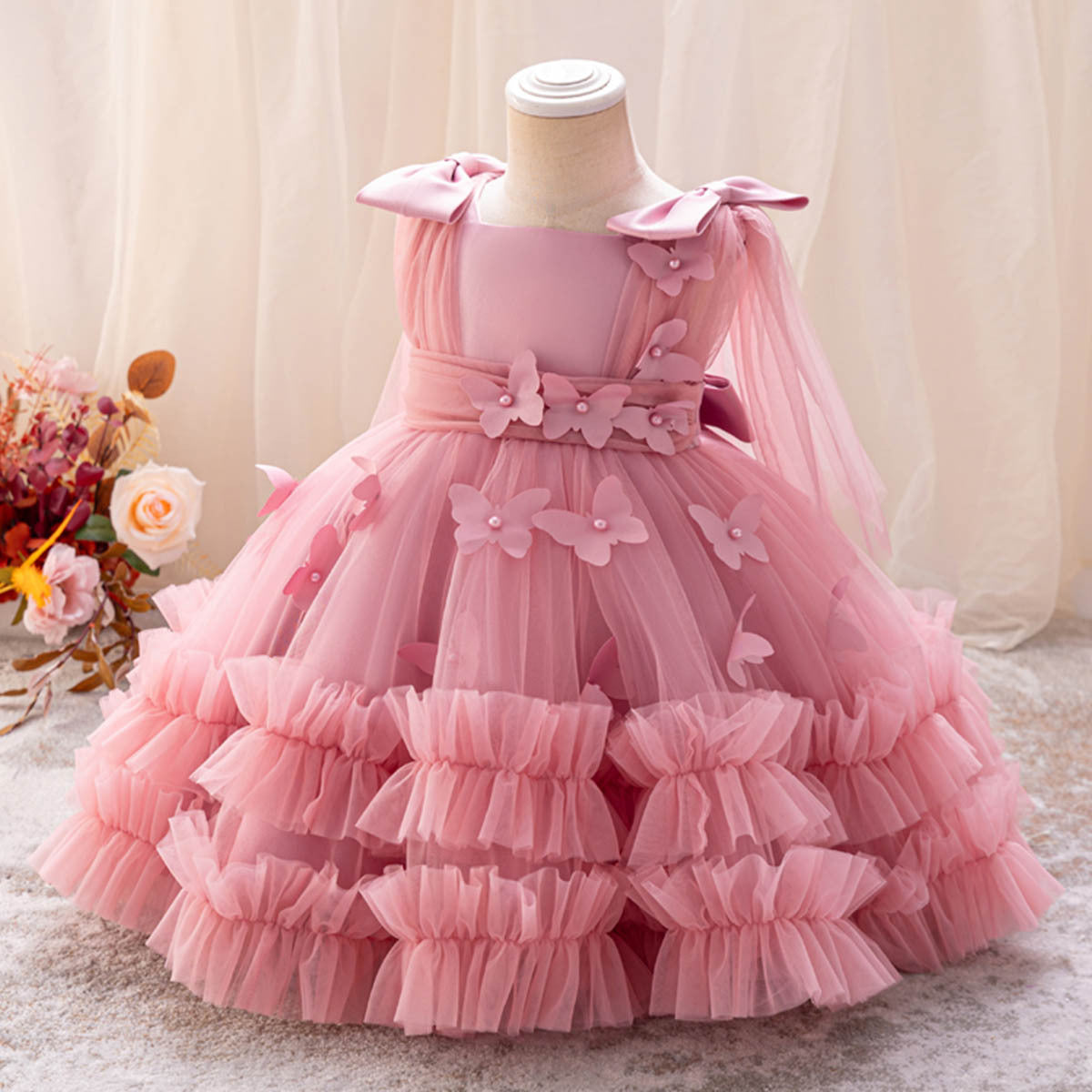 Vestido Infantil De Tule Borboletinhas