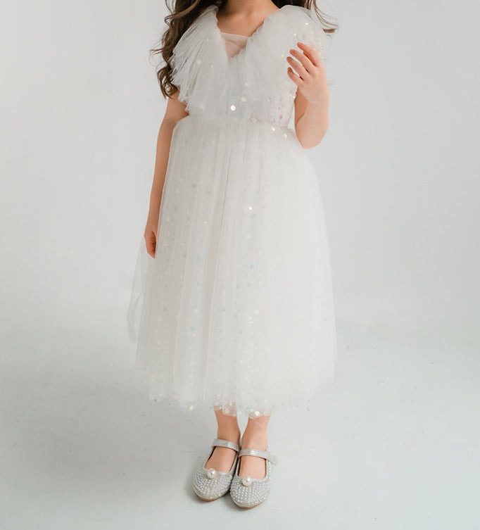 Vestido Infantil Branco Brilhante