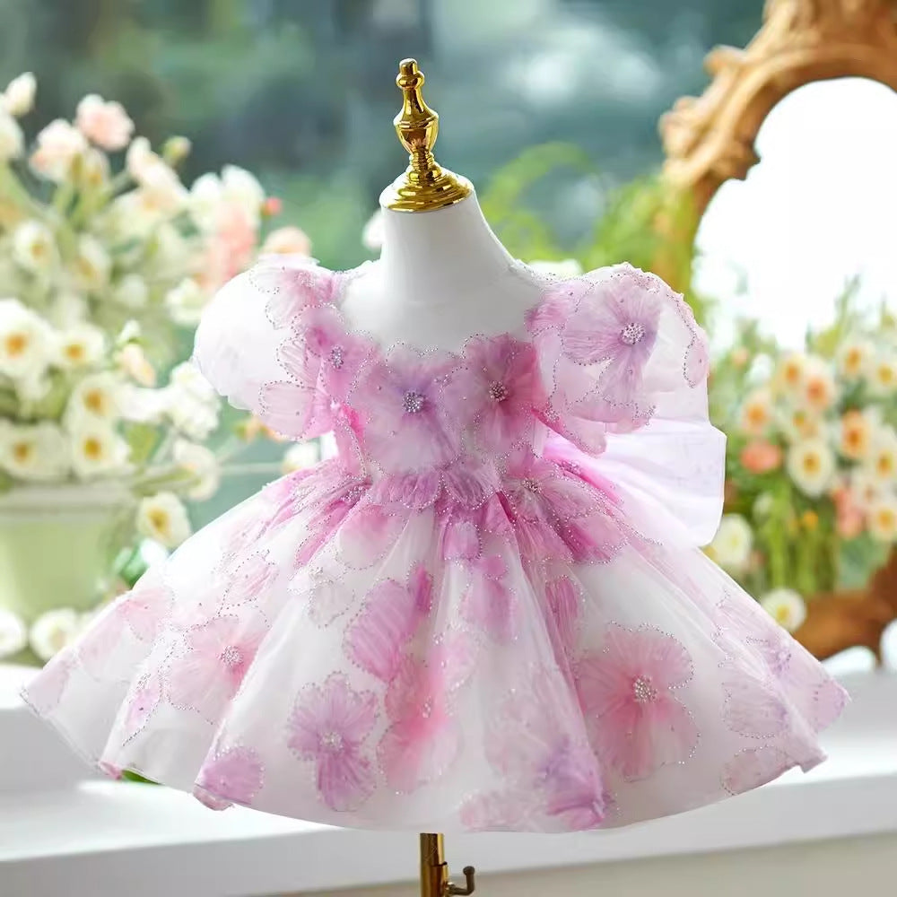 Vestido De Festa Infantil Rosa Flores