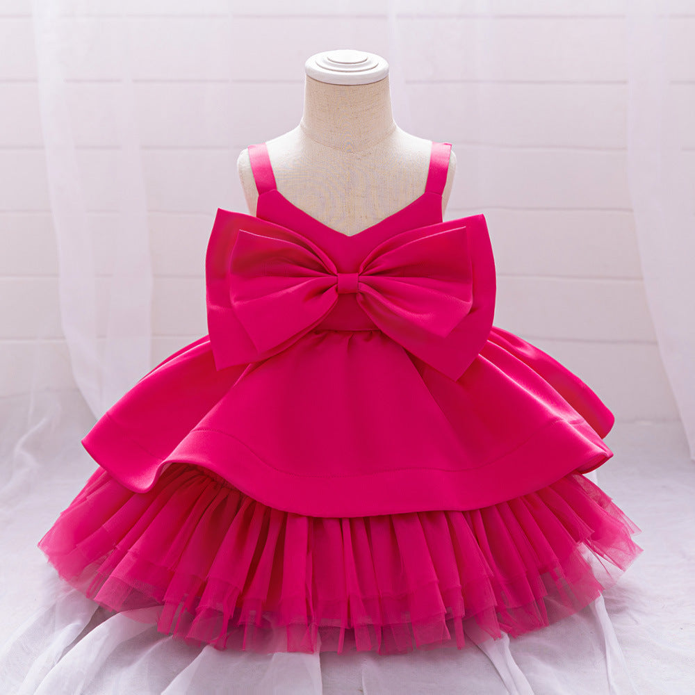 Vestido Infantil De Festa Tule Laço