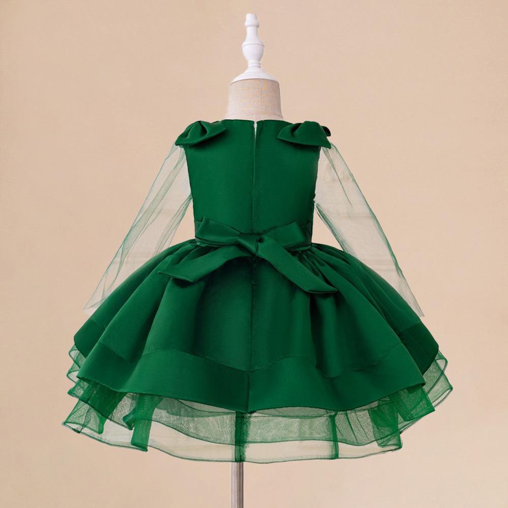 Vestido Infantil Verde Laços