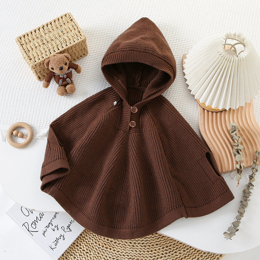 Poncho Infantil Tricô com Capuz