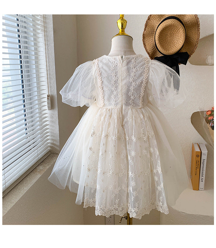 Vestido Infantil De Tule Florzinhas