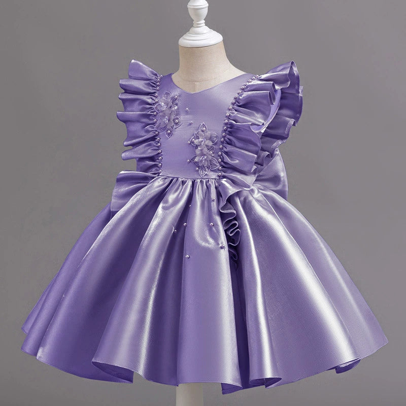 Vestido De Festa Luxo Florzinhas com Pérolas