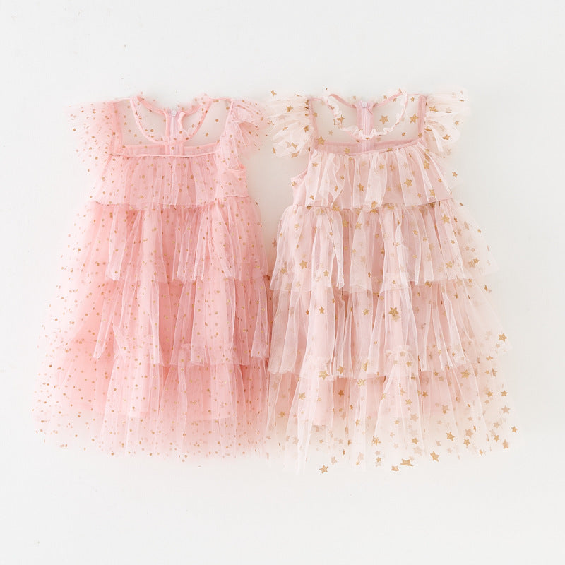 Vestido Infantil Tule Bolinhas/ Estrelinhas