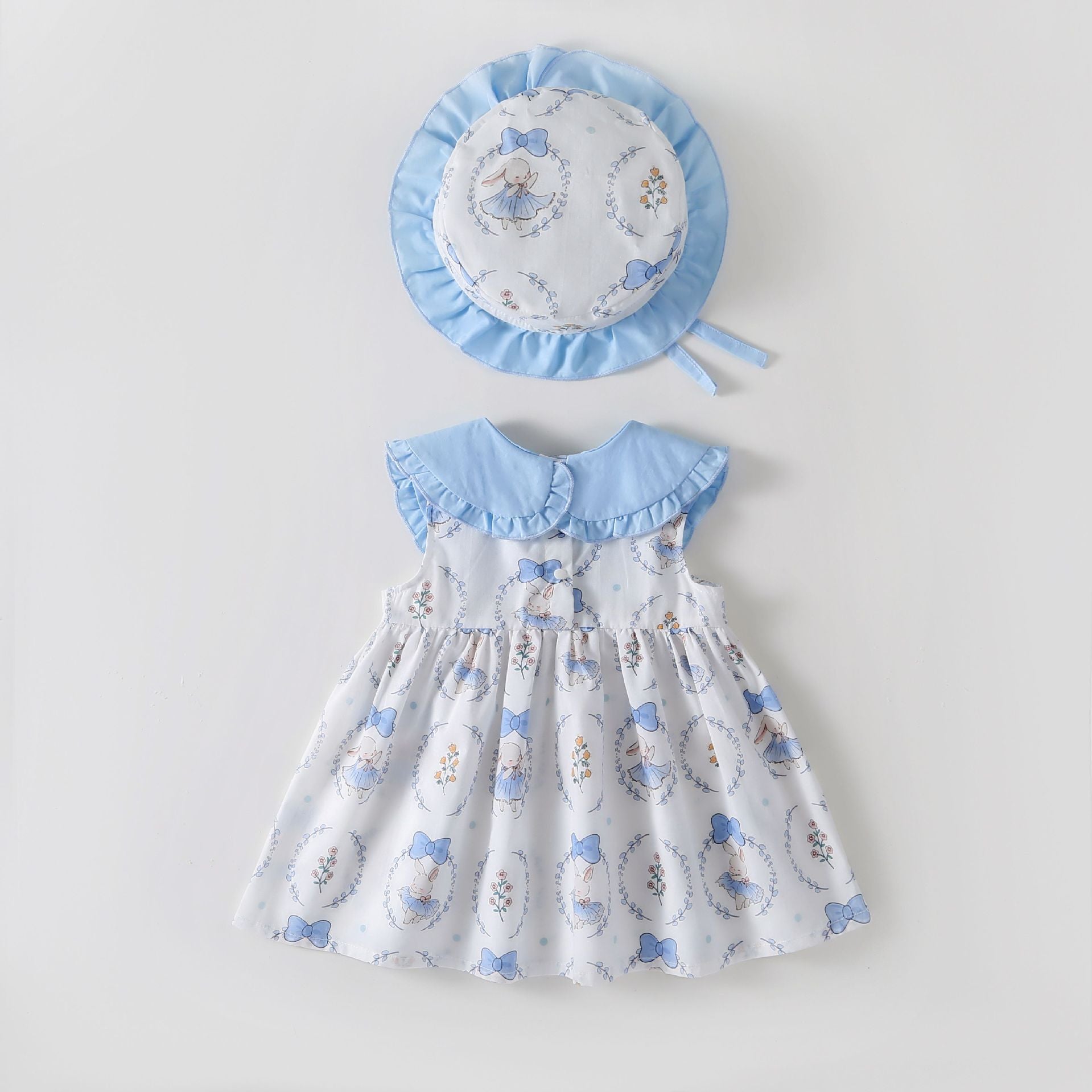 Vestido Infantil Azul Coelhinhos