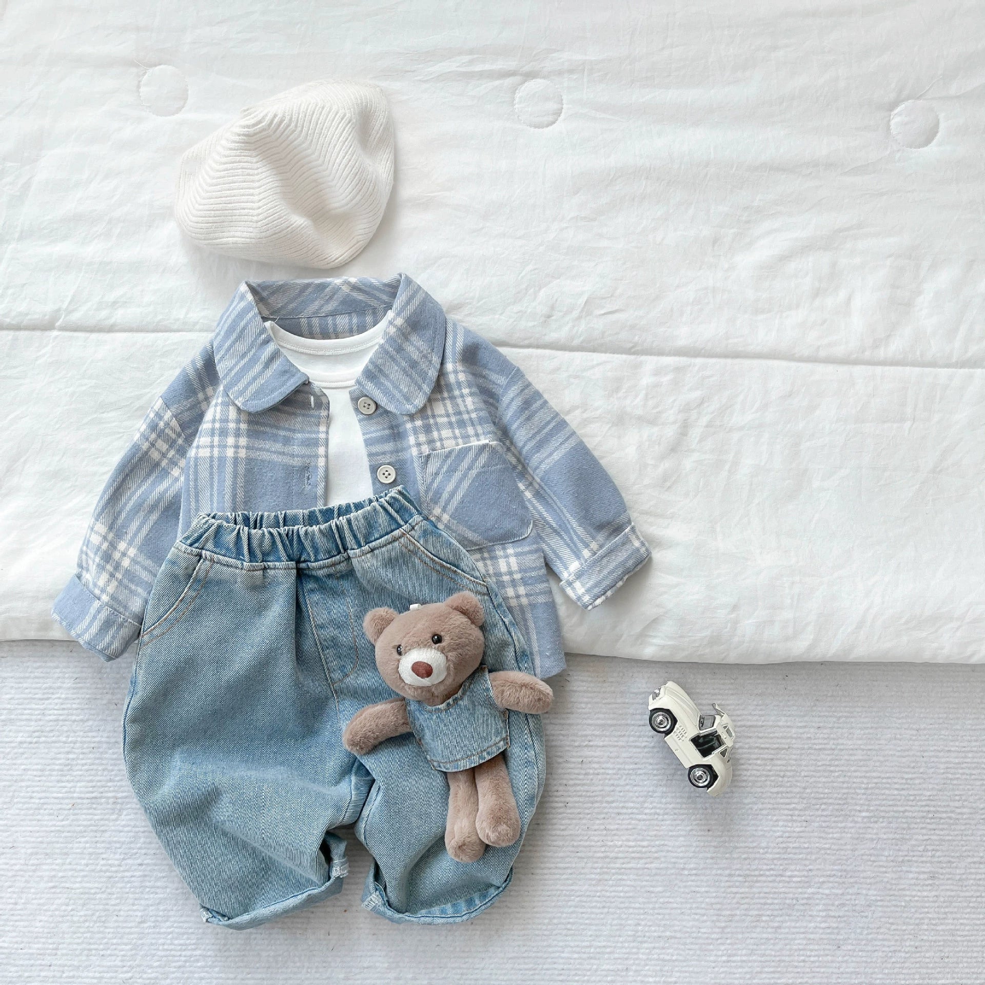 Conjunto Infantil Masculino Xadrez e Jeans