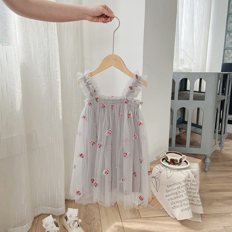 Vestido Infantil De Tule Florzinhas