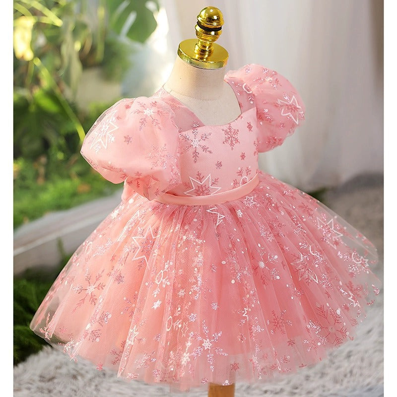 Vestido De Festa Infantil Estrelinhas e Laço