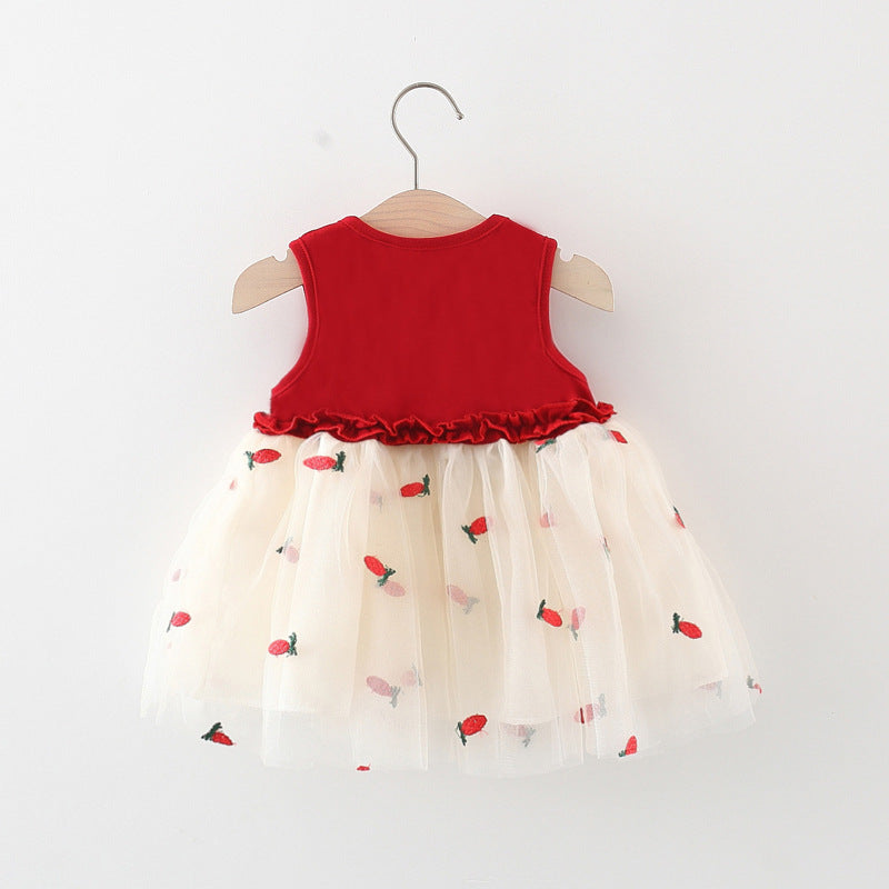 Vestido Infantil Frutinhas Tule