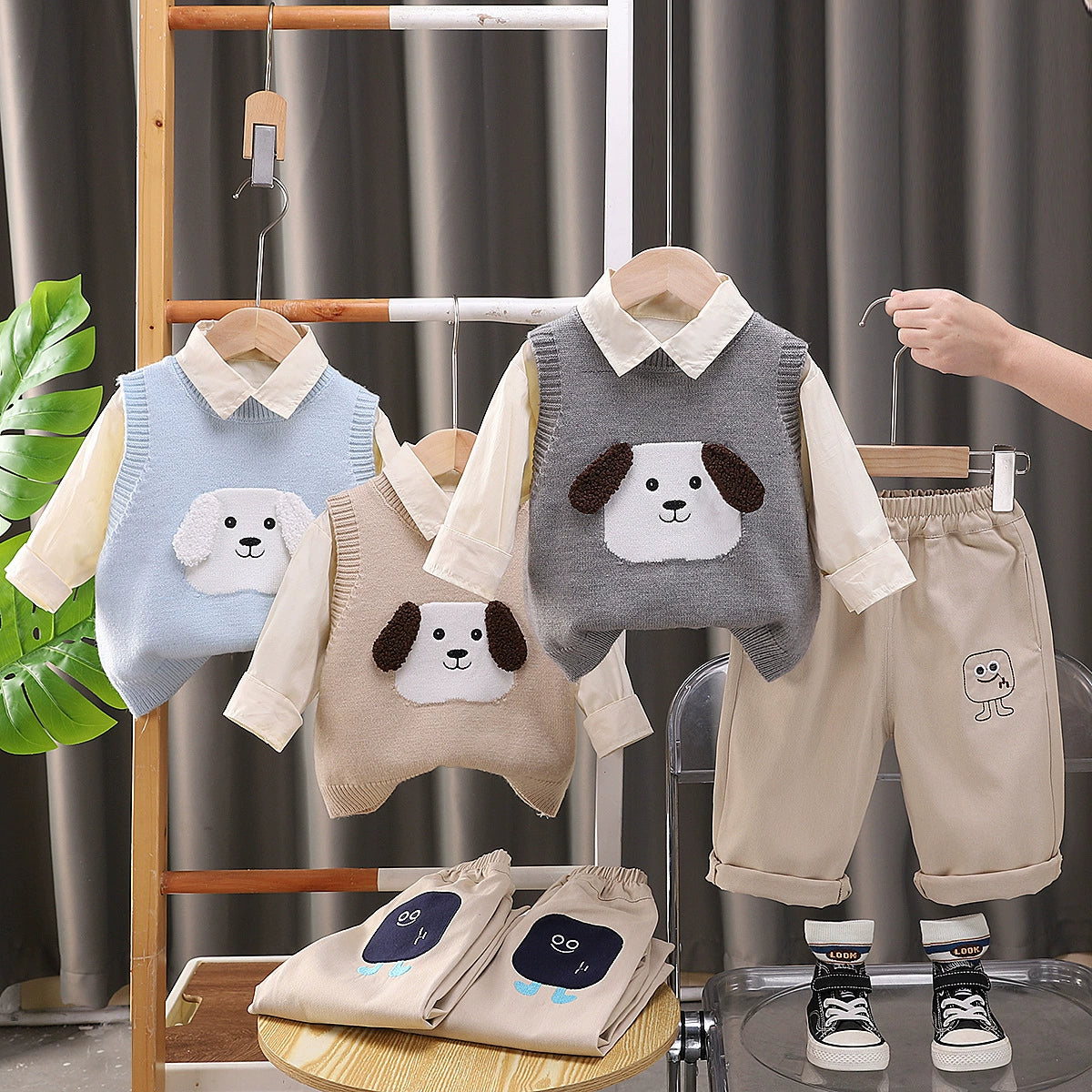 Conjunto Infantil Masculino 3 Peças Cachorrinho