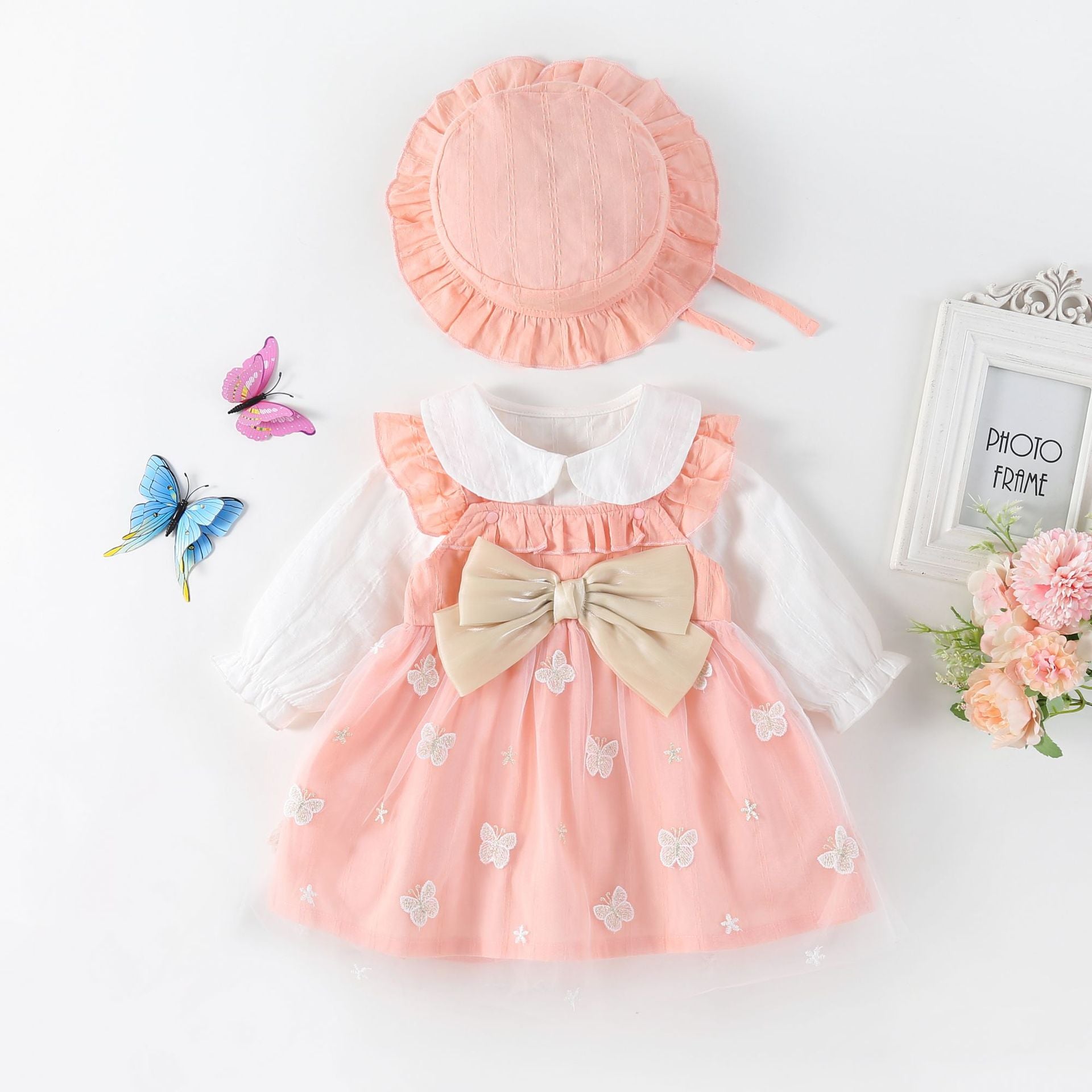 Vestido Infantil Borboletinhas + Chapéu