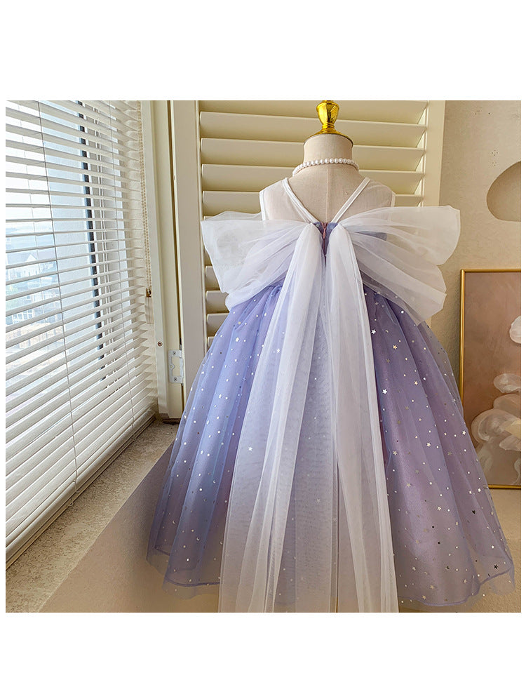 Vestido Infantil De Festa Brilhante Laço