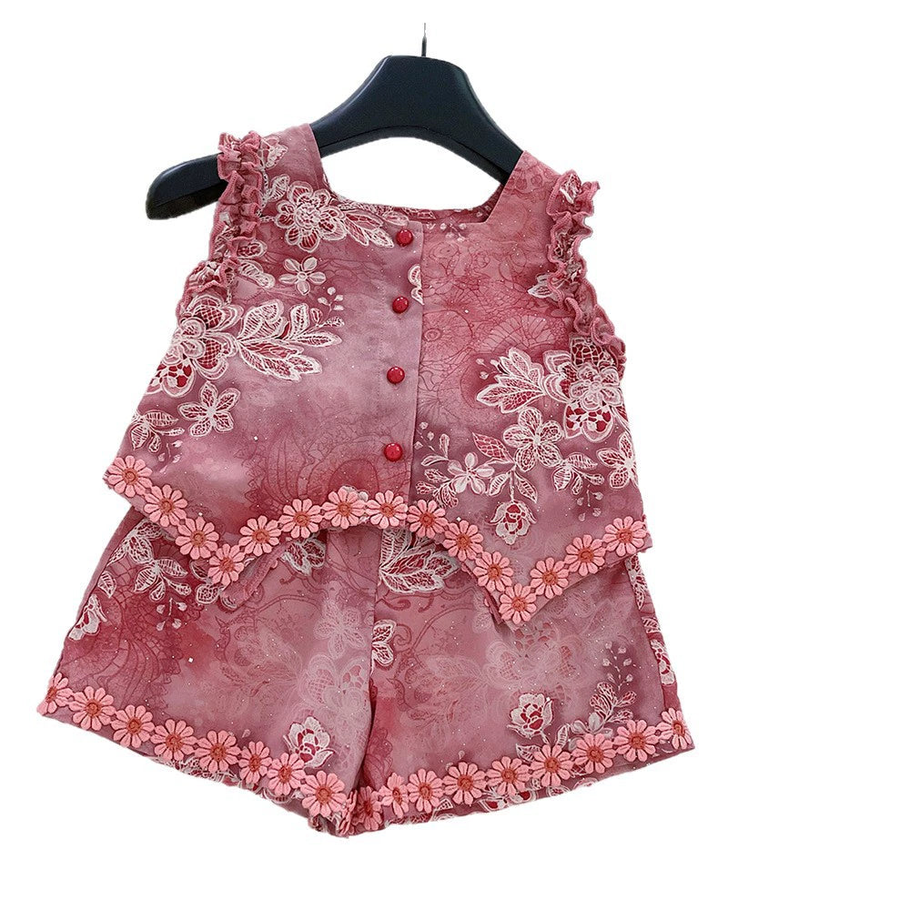 Conjunto Infantil Rendado Flores