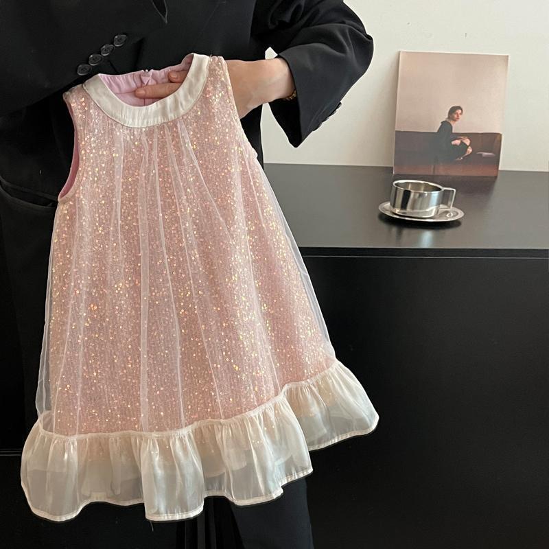 Vestido Infantil Rosa Brilhante