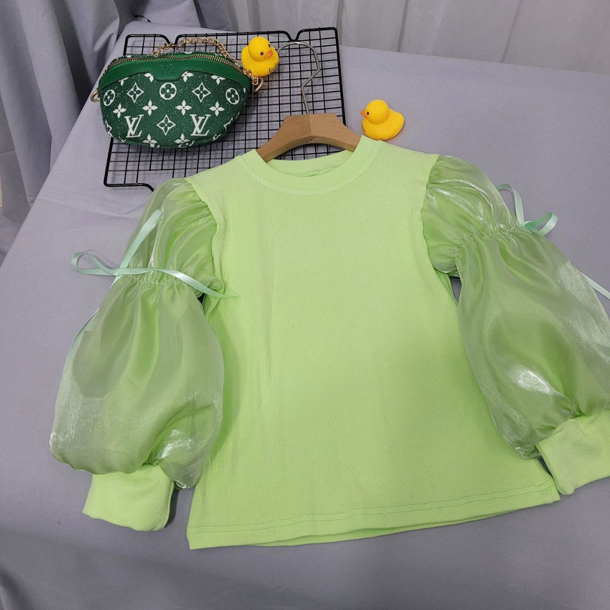 Blusa Infantil Feminina Manga Bufante Lacinhos