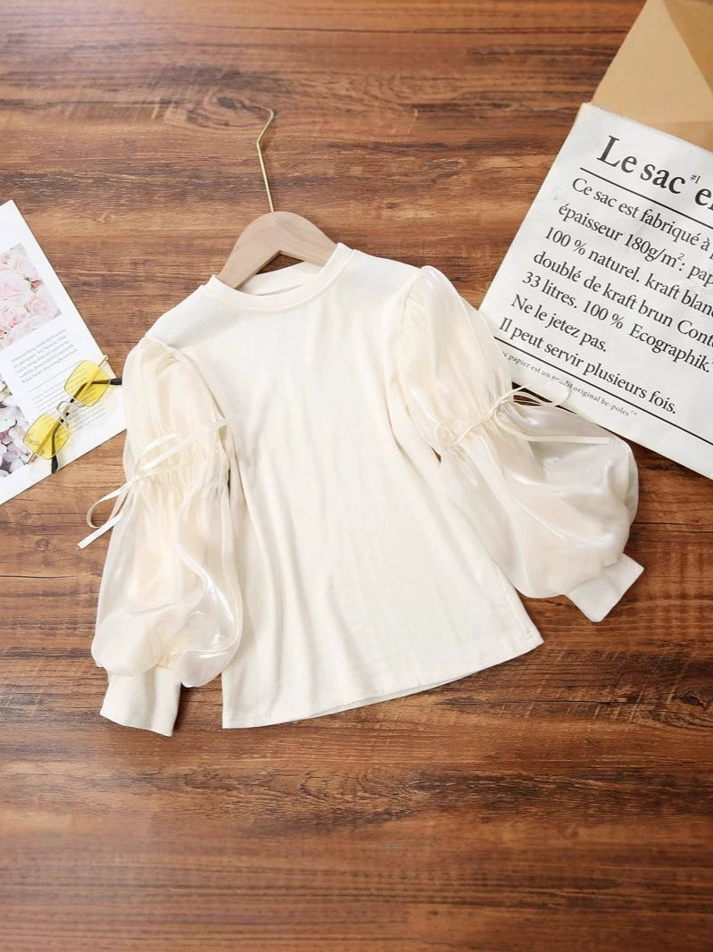 Blusa Infantil Feminina Manga Bufante Lacinhos