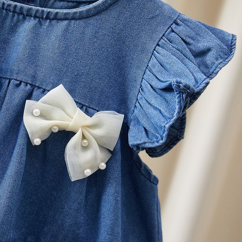 Vestido Infantil Jeans Lacinhos