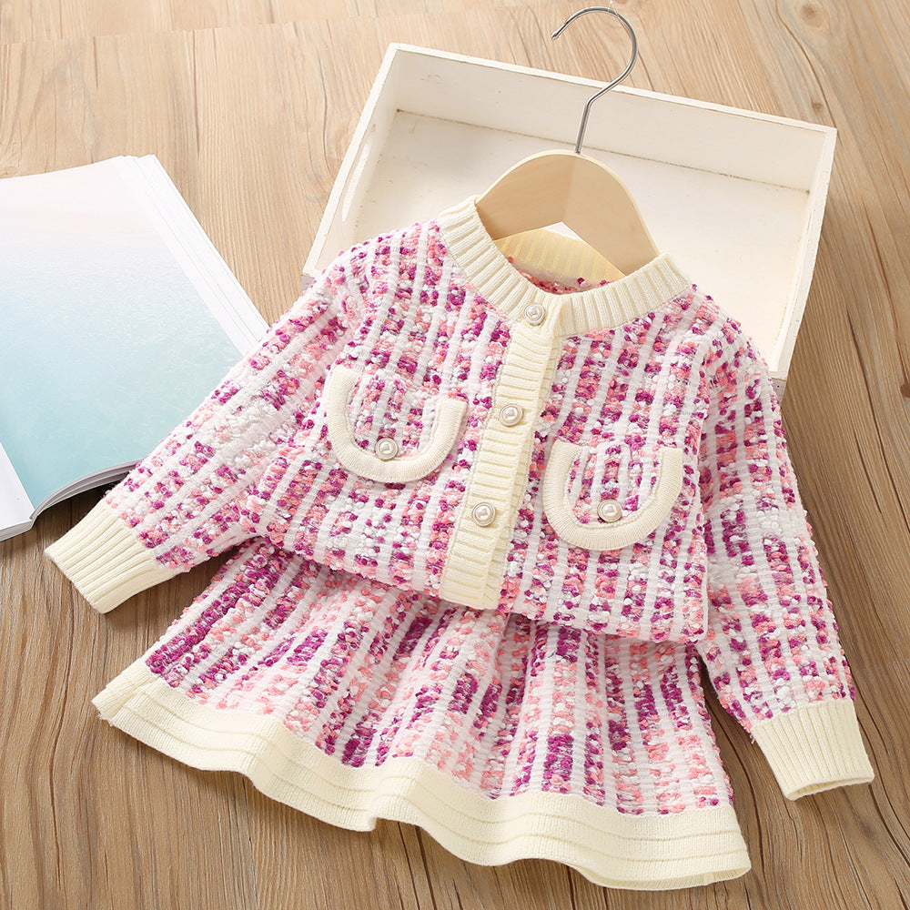 Conjunto Infantil Feminino Tweed Bolsinhos