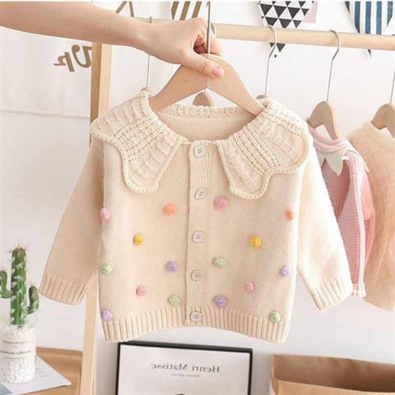 Cardigan Infantil Feminino Gola Bolinhas