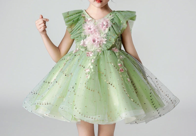 Vestido Infantil Verde Florzinhas