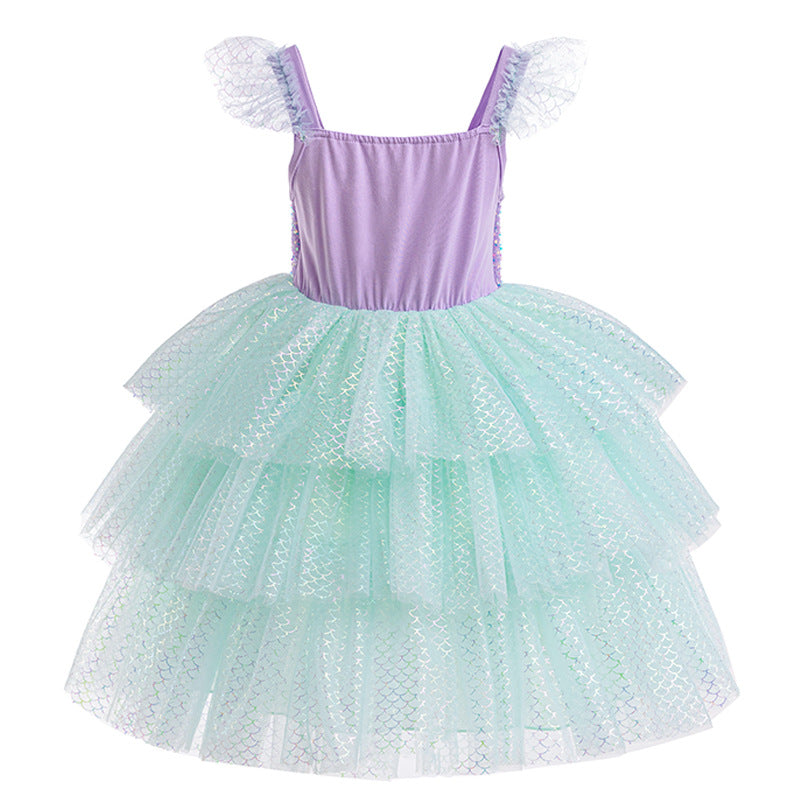 Vestido Infantil Princesa Sereia Brilhante