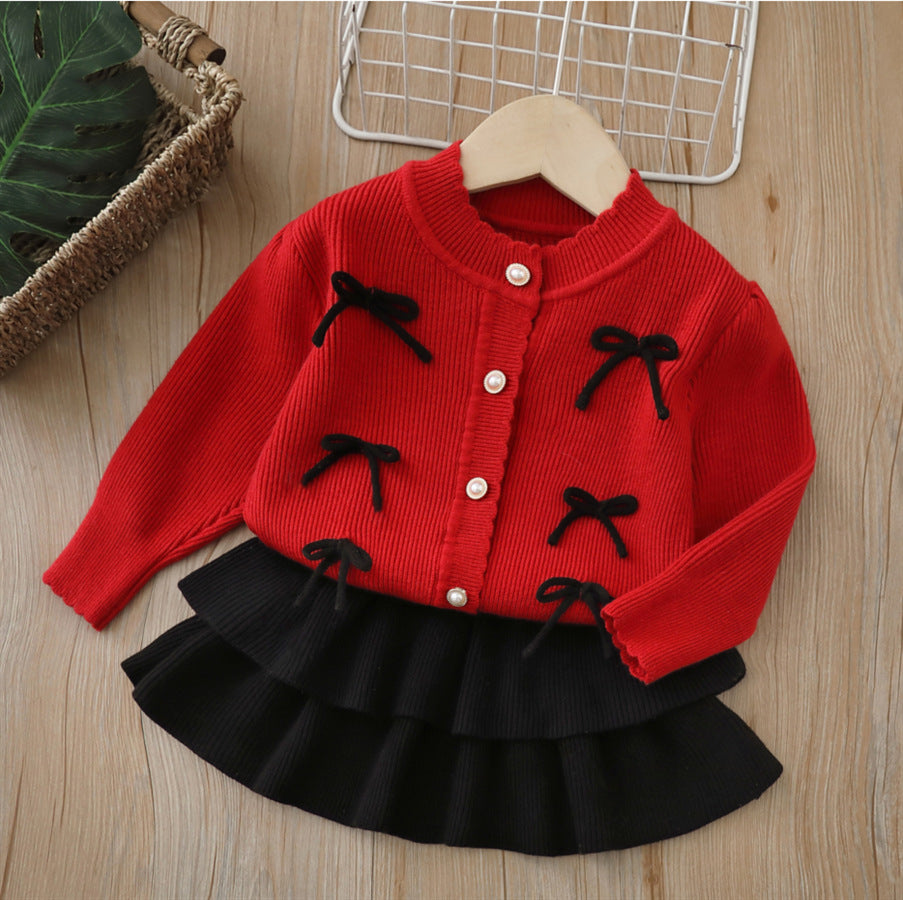 Conjunto Infantil Tricô Inverno Lacinhos