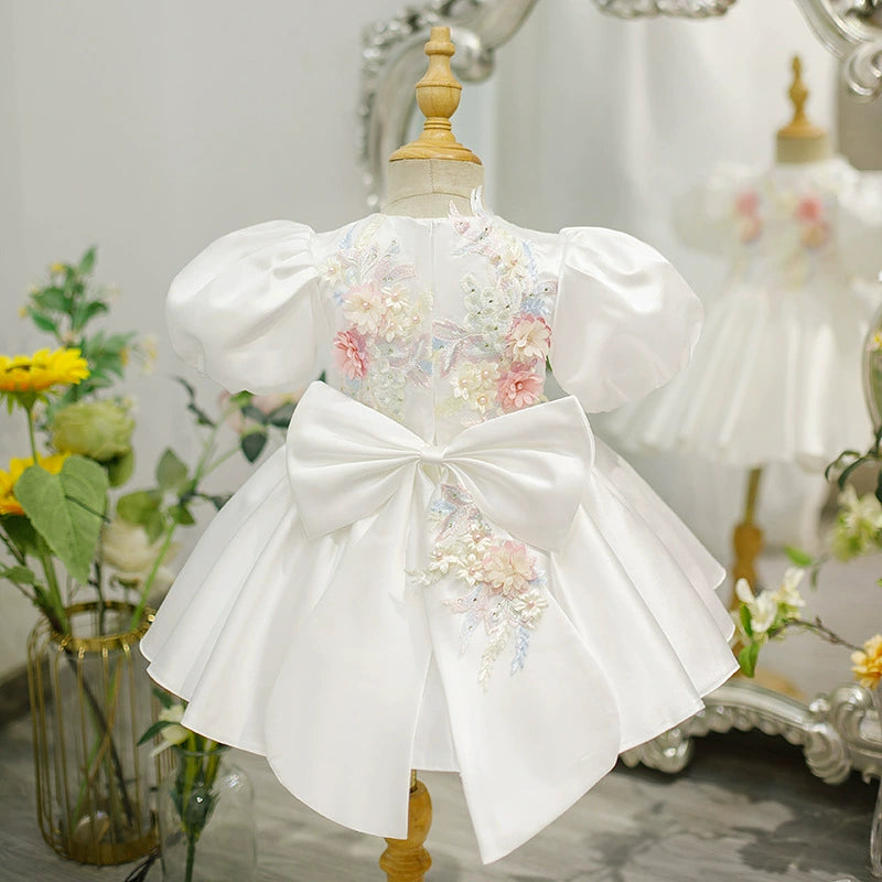 Vestido de Festa  Infantil Branco Flores